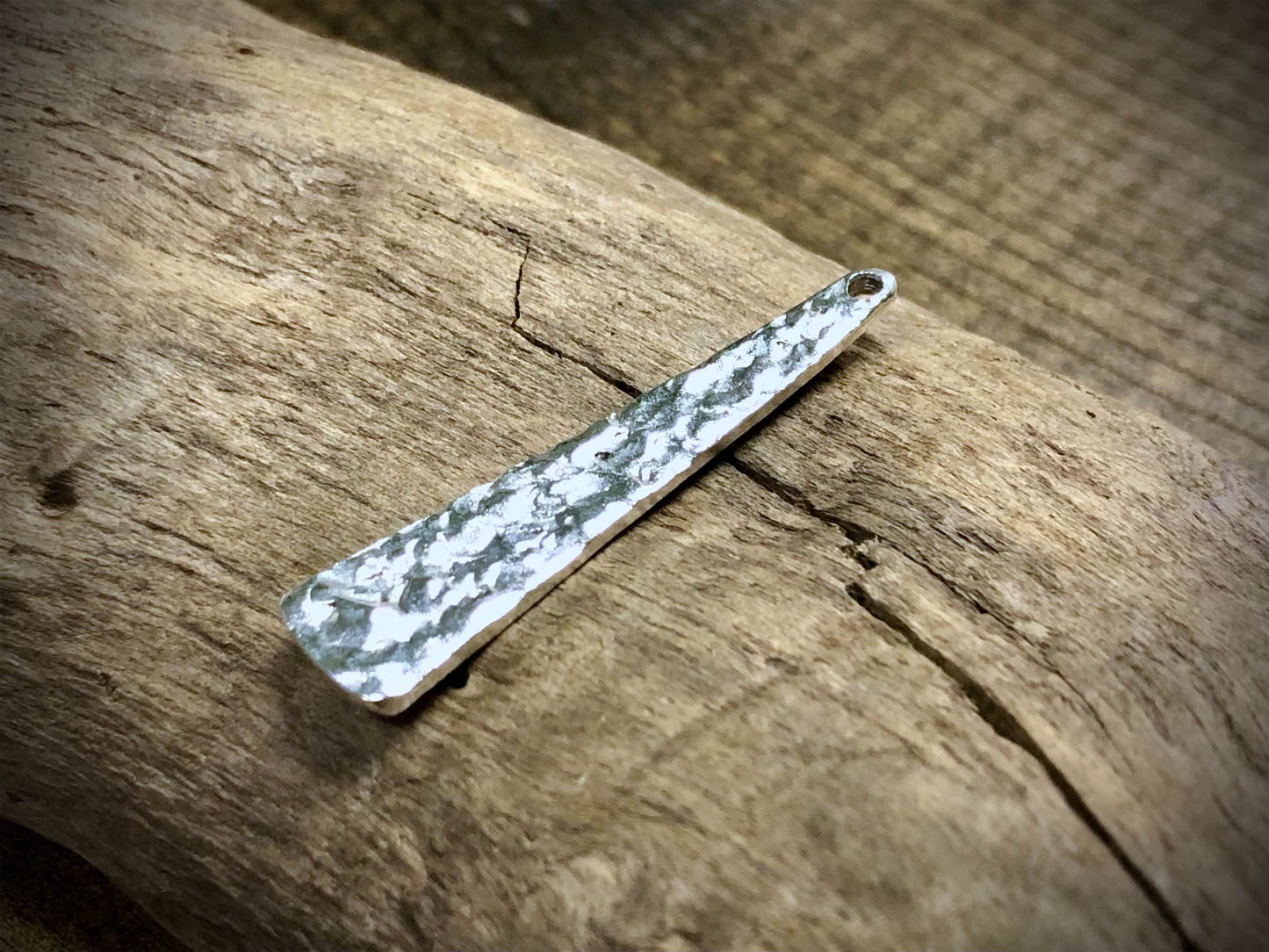 Hammered Drop Pendant - Silver Tone