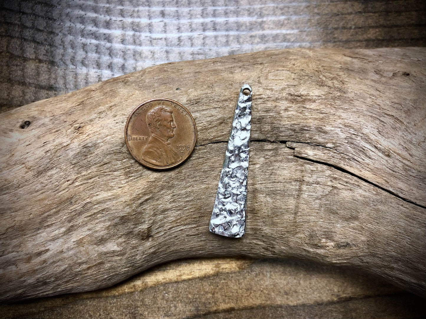 Hammered Drop Pendant - Silver Tone