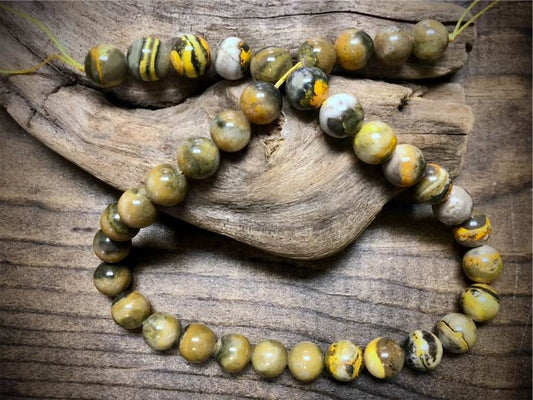 Bumblebee Jasper Smooth Rounds Bead Strand - 12mm - 15.5"