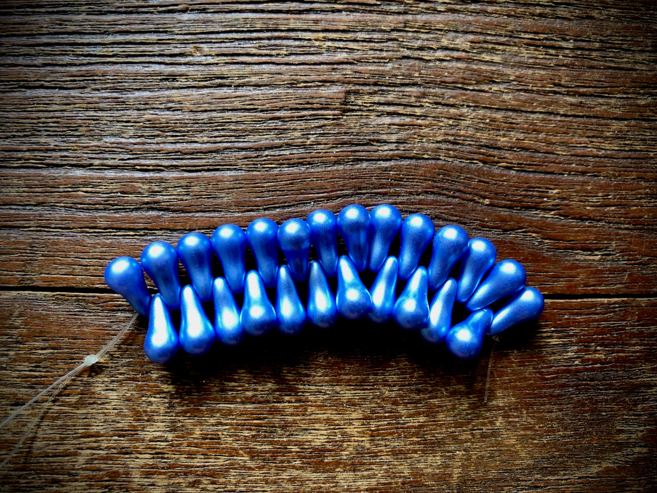Czech Glass Strand—Drip Beads—Blue Pearl