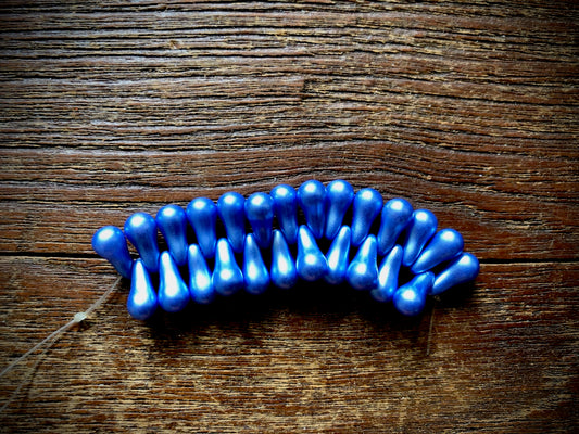 Czech Glass Strand—Drip Beads—Blue Pearl