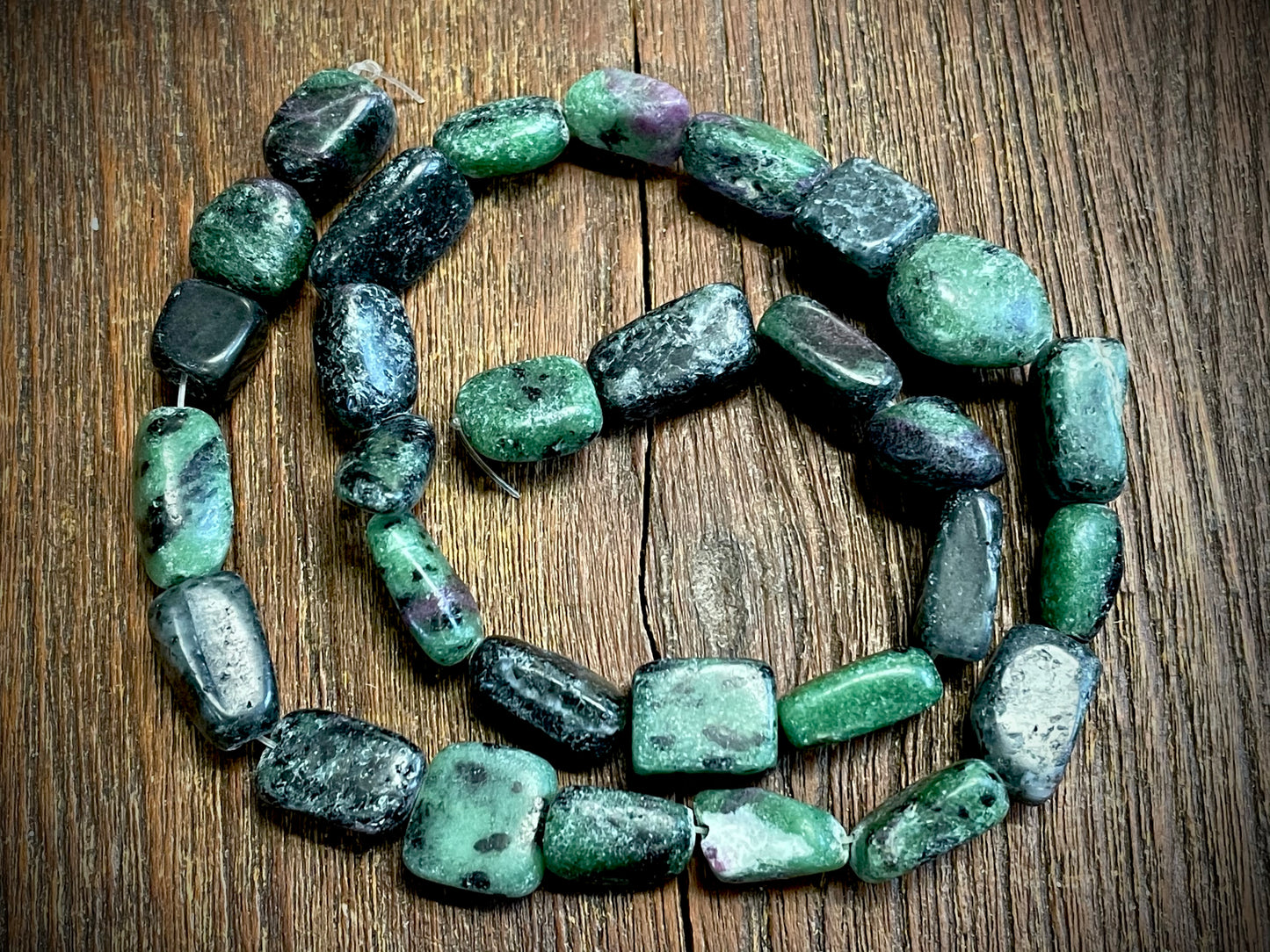 Ruby in Zoisite Medium Nugget Beads
