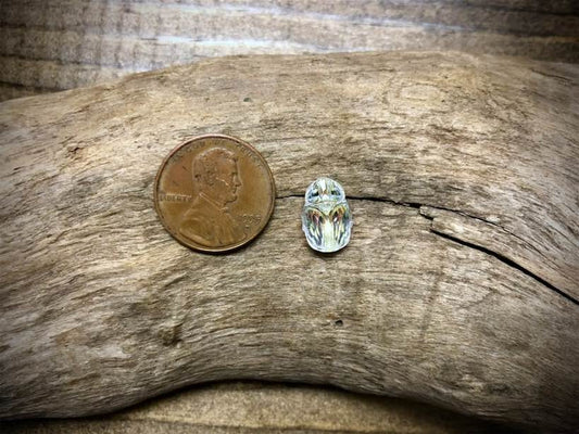 European Crystal Faceted Scarab Bead - Aurora Borealis