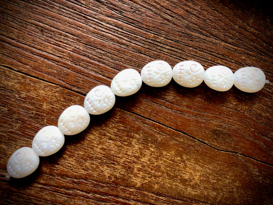 Czech Glass Bead Strand—Skull Beads—White AB