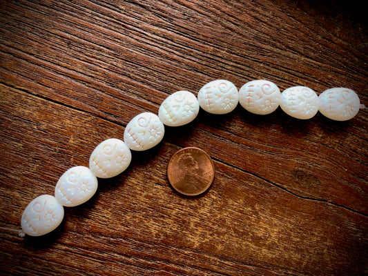 Czech Glass Bead Strand—Skull Beads—White AB