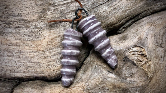 Marsha Neal Studio Ceramic Bead Pair - Lavender Spirals