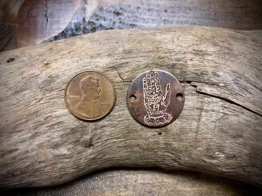 Etched Copper Pendant - Palmistry Hand