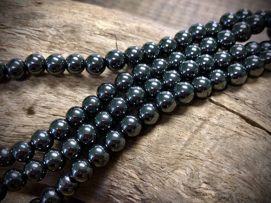 Magnetic Hematite 6mm Round Beads - 15"