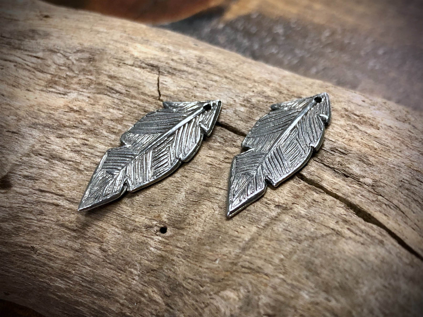 Dorabeth Designs Striated Feather Pendant Drop Pair