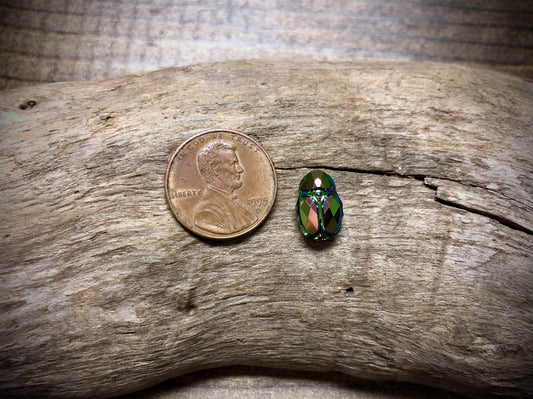 European Crystal Faceted Scarab Bead - Opaque Foil