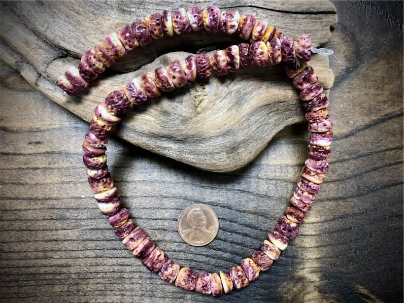 Purple Spiny Oyster Heishi Beads Strand - 9mm x 3mm to 9mm x 8mm