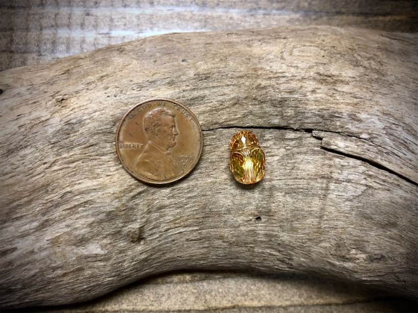 European Crystal Faceted Scarab Bead - Amber