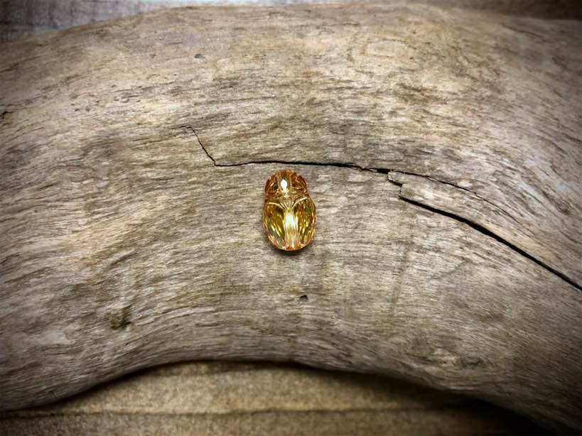 European Crystal Faceted Scarab Bead - Amber