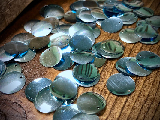 Vintage Sequins - 12mm Round - Bag of Approx. 100 - Ice Blue