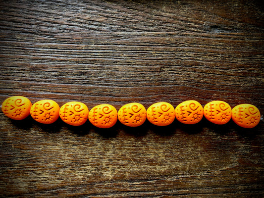 Czech Glass Bead Strand—Skull Beads—Orange