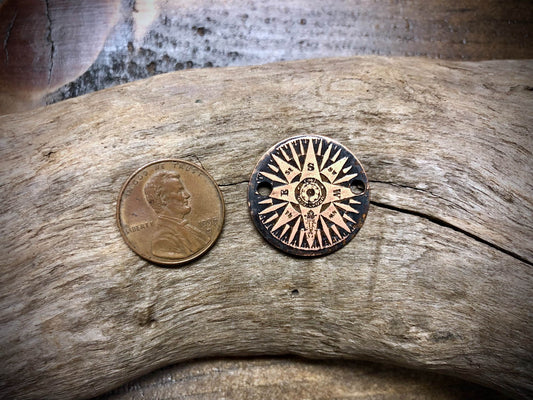 Etched Copper Pendant - Compass