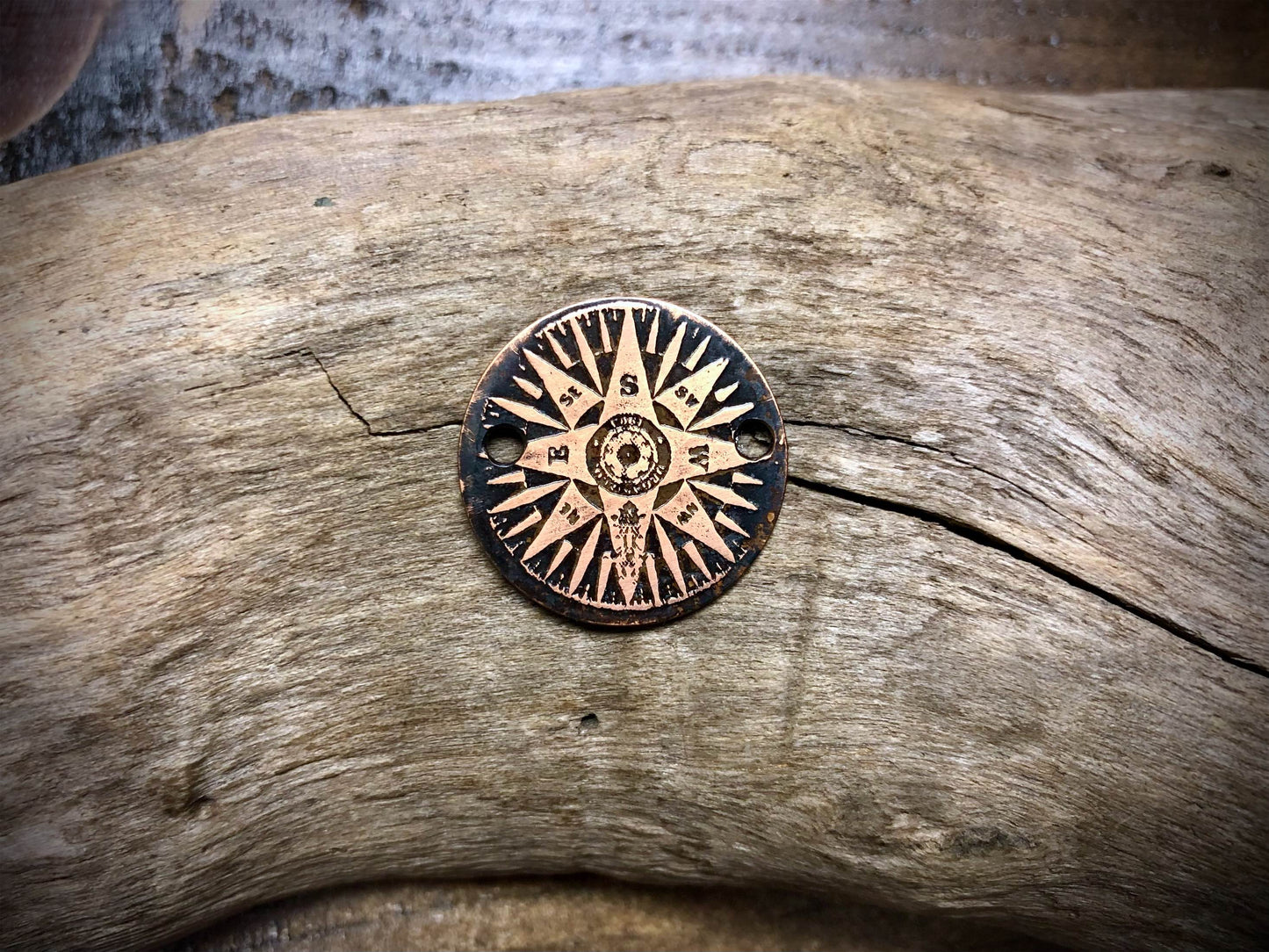 Etched Copper Pendant - Compass