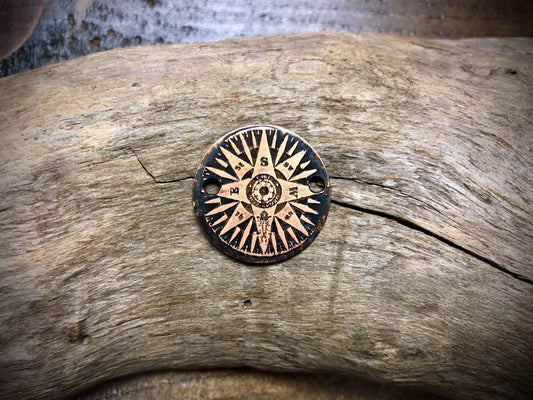 Etched Copper Pendant - Compass