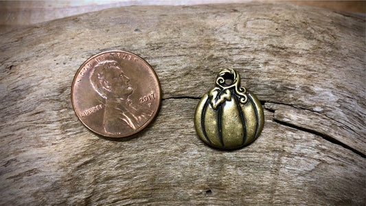 Halloween Charm - Jack O' Lantern - Bronze Tone