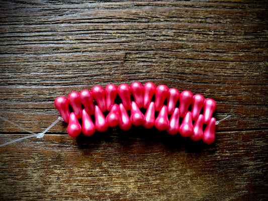 Czech Glass Strand—Drip Beads—Hot Pink