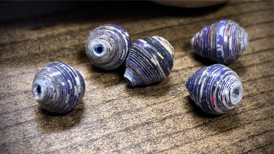 Ugandan Paper Beads - Dark Purple Stripes