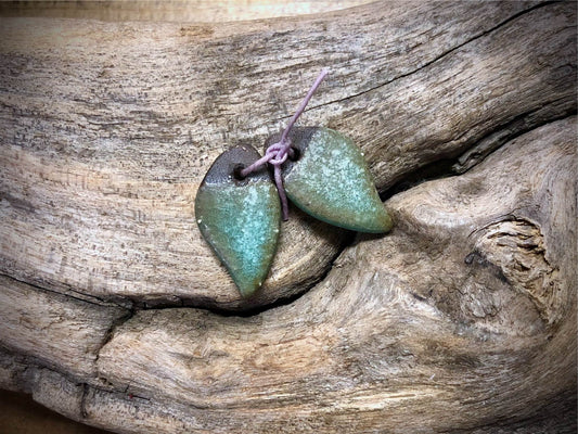 Marsha Neal Studio Ceramic Bead Pair - Sea Foam Leaves