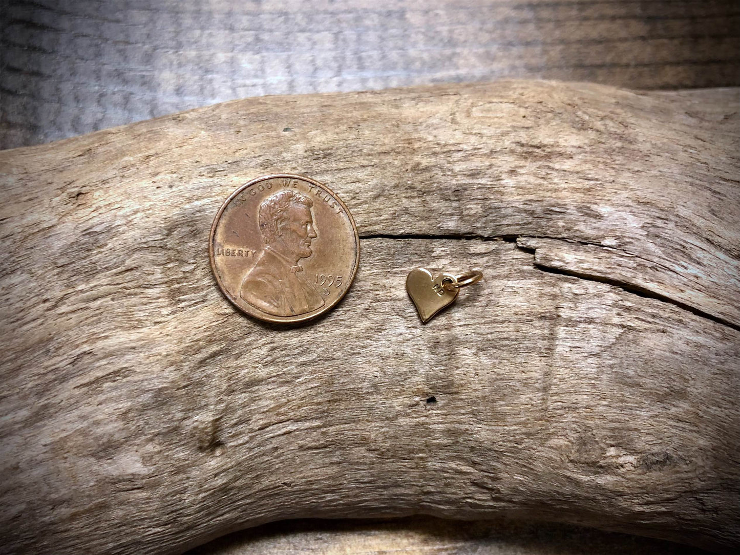 Bronze Tiny Flat Heart Charm