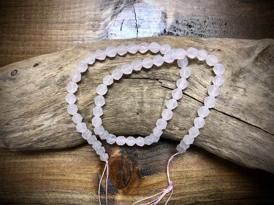 Rose Quartz Matte Faceted 6mm Rounds - 15"