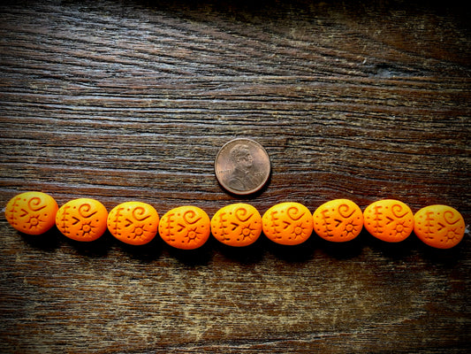 Czech Glass Bead Strand—Skull Beads—Orange