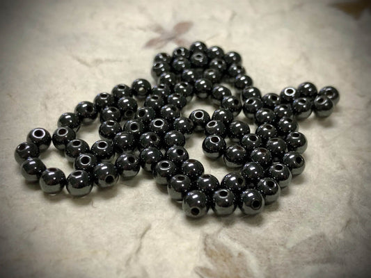 Magnetic Hematite 4mm Round Beads