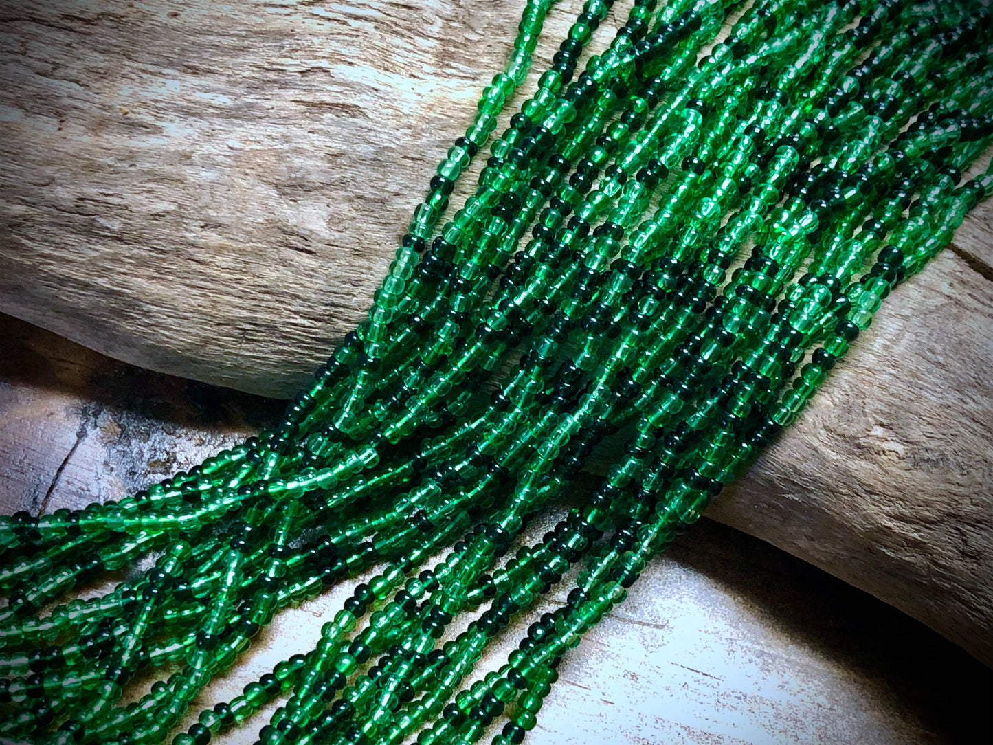 Vintage Czech Glass - 10/0 Seed Beads - Grass Green Mix - 18.5"