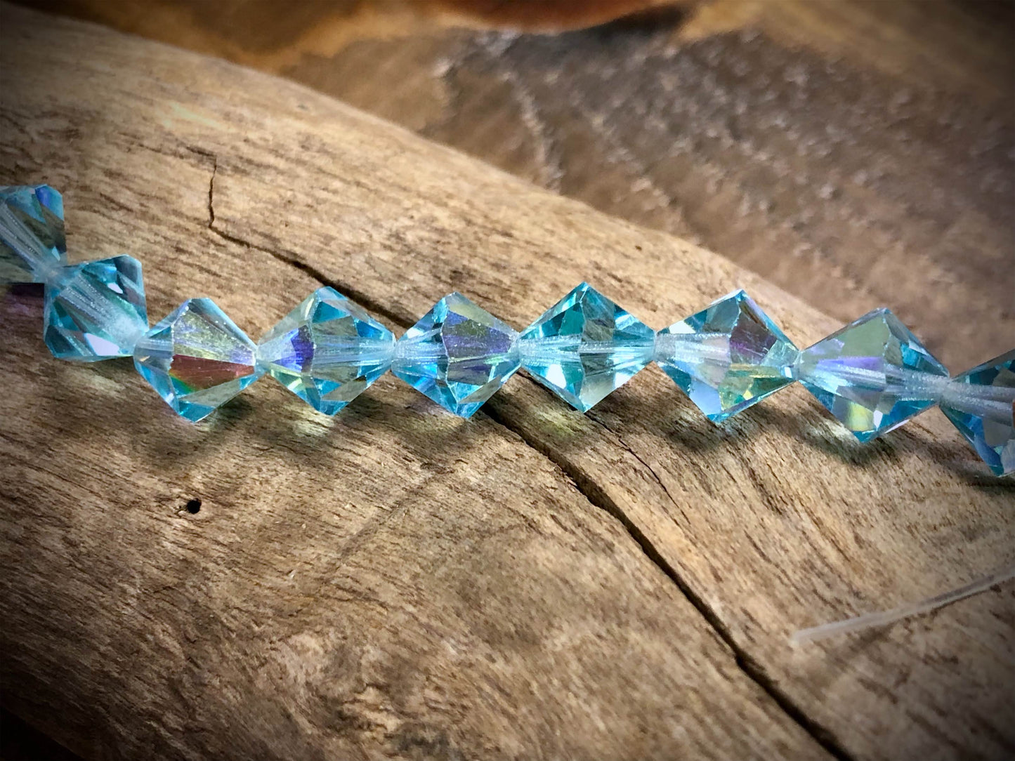 Czech Glass - Preciosa Crystal Bicone Beads - 10mm Aqua