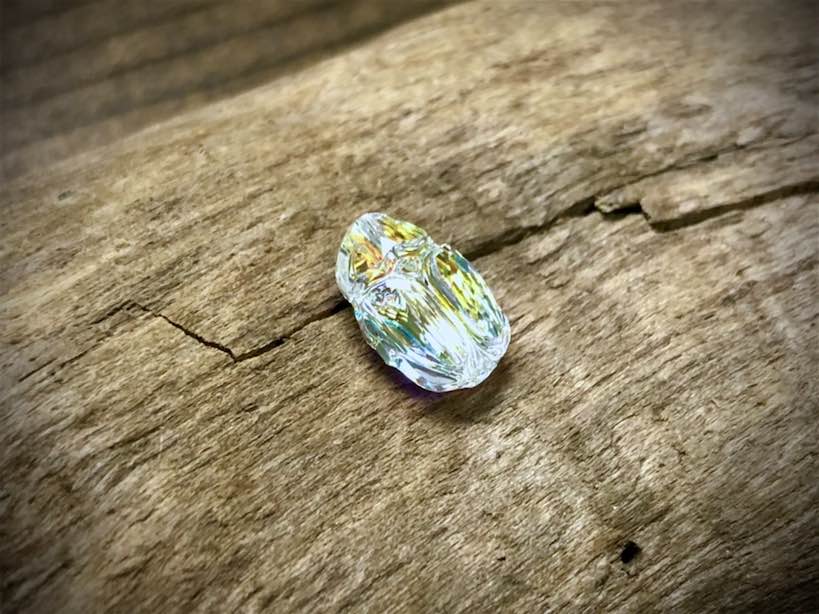 European Crystal Faceted Scarab Bead - Aurora Borealis