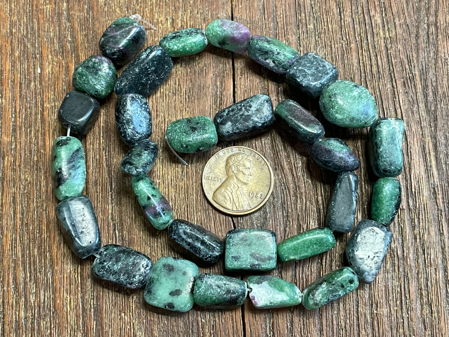 Ruby in Zoisite Medium Nugget Beads