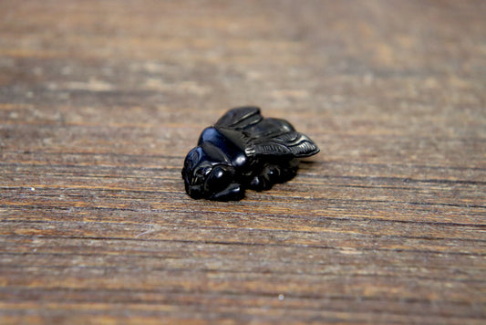 Hand-Carved Jet Bee Bead #1
