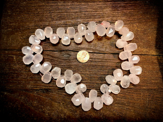 Rose Quartz 13x18mm Faceted Top Drill Teardrop Beads