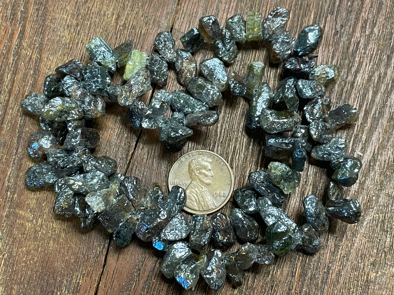 Electroplated Tourmaline Large Hand-Cut Top-Drilled Rough Chip Beads