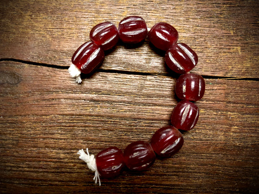 Melon Glass Beads—Ruby