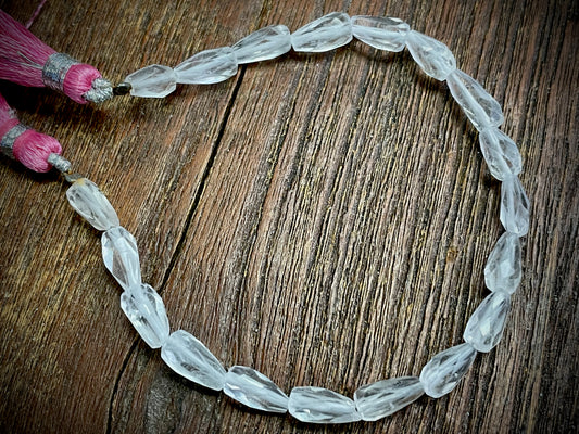 Rose Quartz 8x4mm-11x5mm Hand-Cut Faceted Teardrop Beads