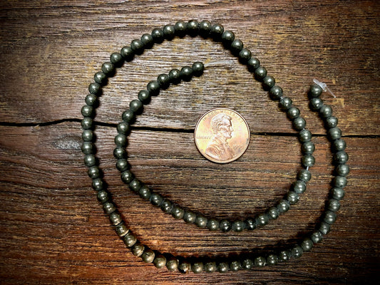 Pyrite 4mm Round Beads