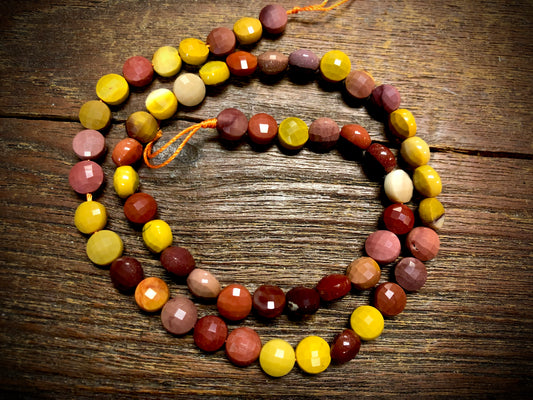 Mookaite 6x7mm Faceted Coin Beads