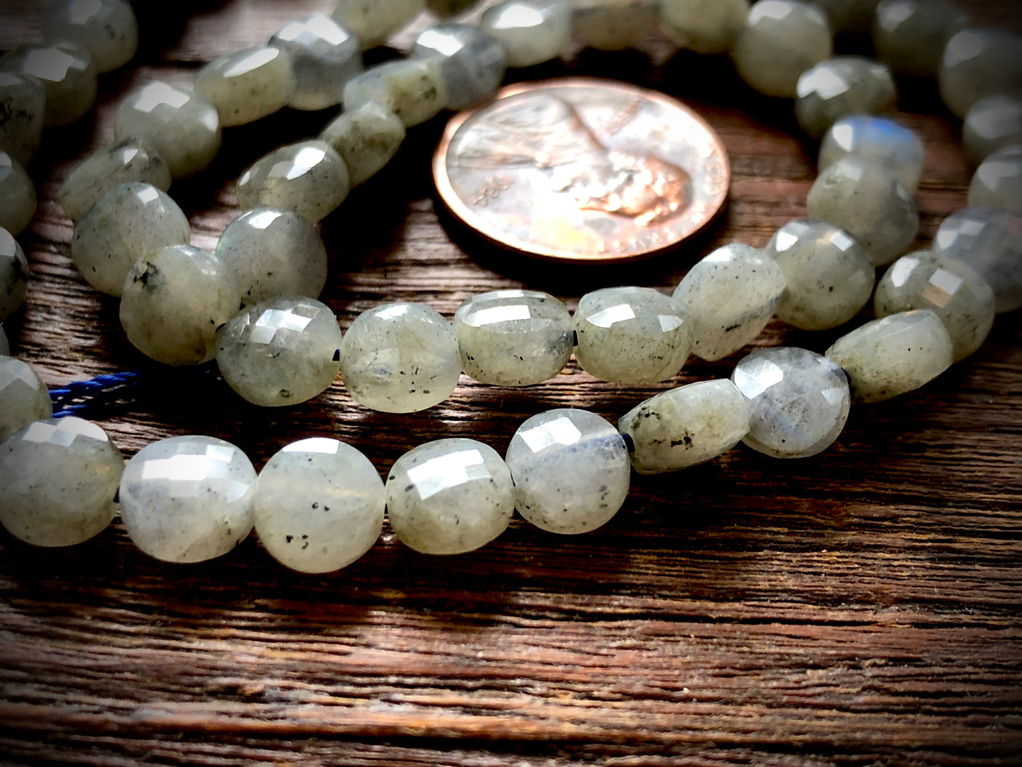 Labradorite 6x7mm Faceted Coin Beads