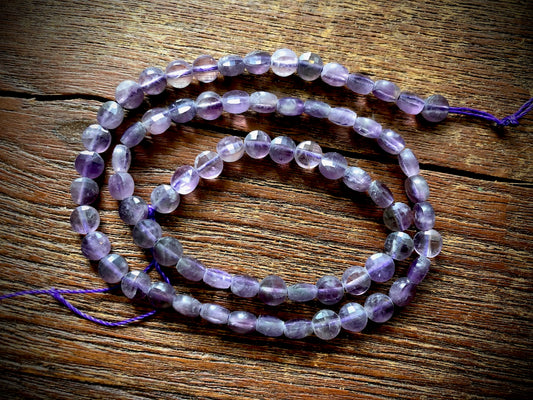 Amethyst 6mm Faceted Coin Beads