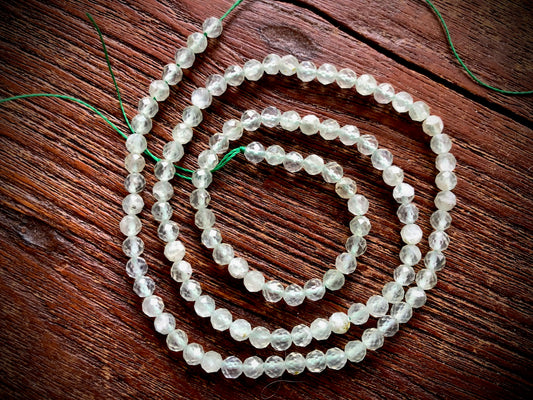 Prehnite 3.5mm Faceted Round Beads
