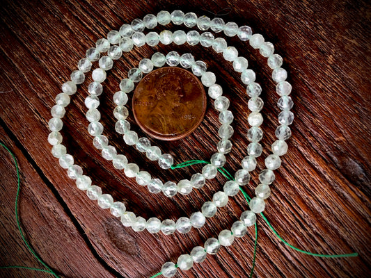 Prehnite 3.5mm Faceted Round Beads