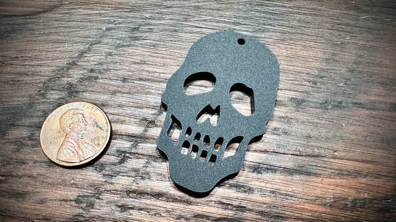 Acrylic Cutout Pendant—Large Skull—Black