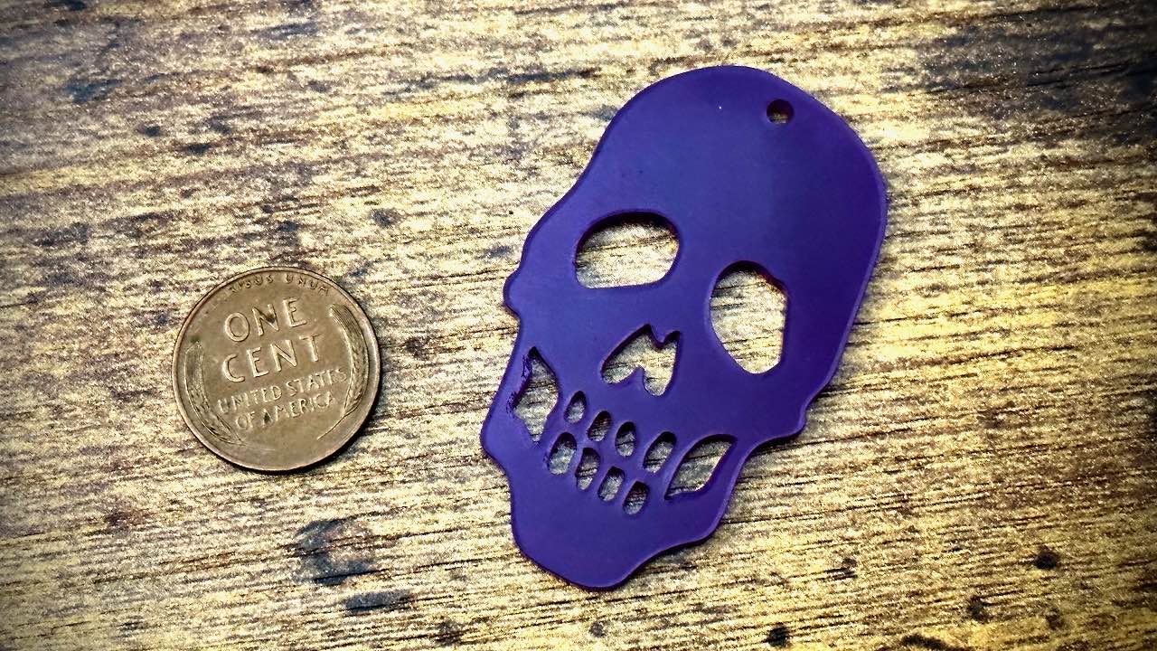 Acrylic Cutout Pendant—Large Skull—Hauntingly Purple