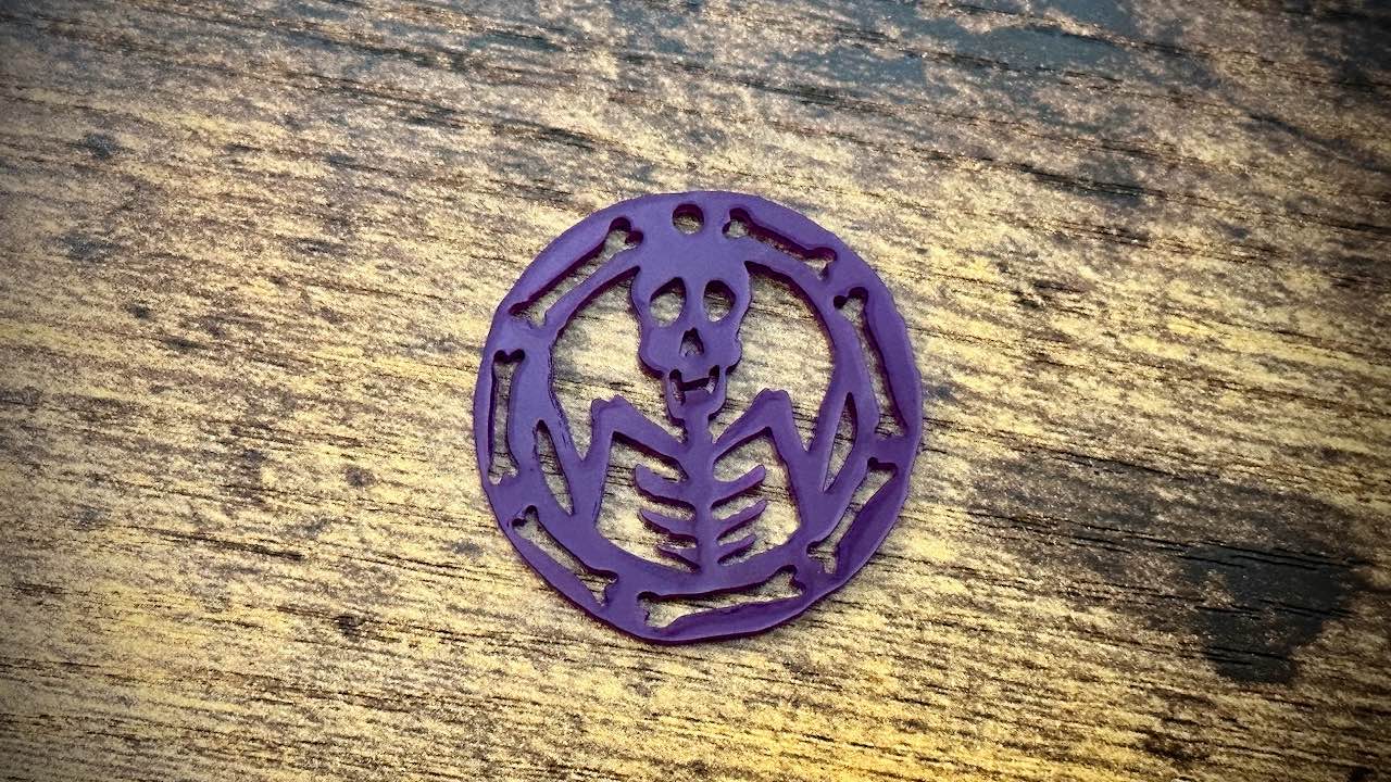 Acrylic Cutout Pendant—Skeleton & Bones—Hauntingly Purple