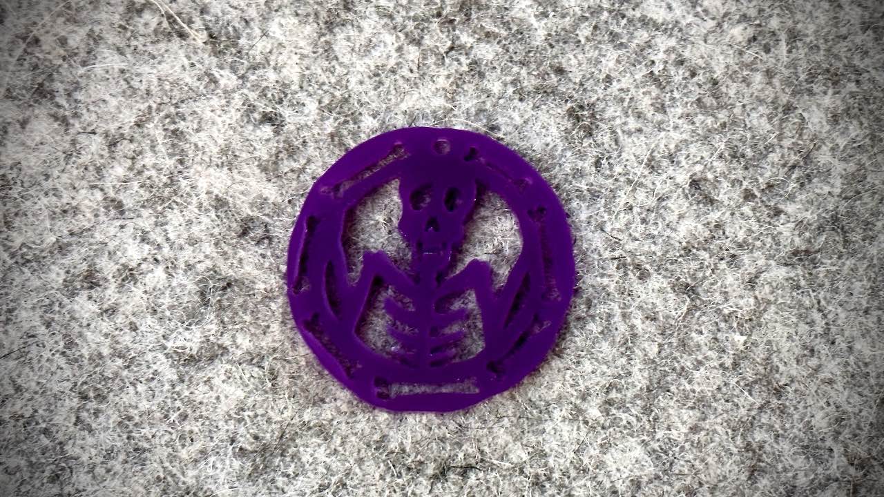 Acrylic Cutout Pendant—Skeleton & Bones—Hauntingly Purple