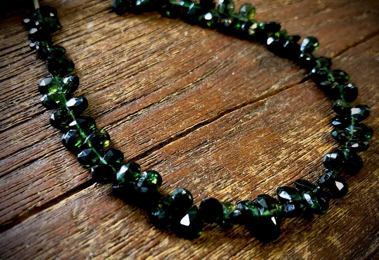 Strand of Chrome Diopside Faceted Briolettes